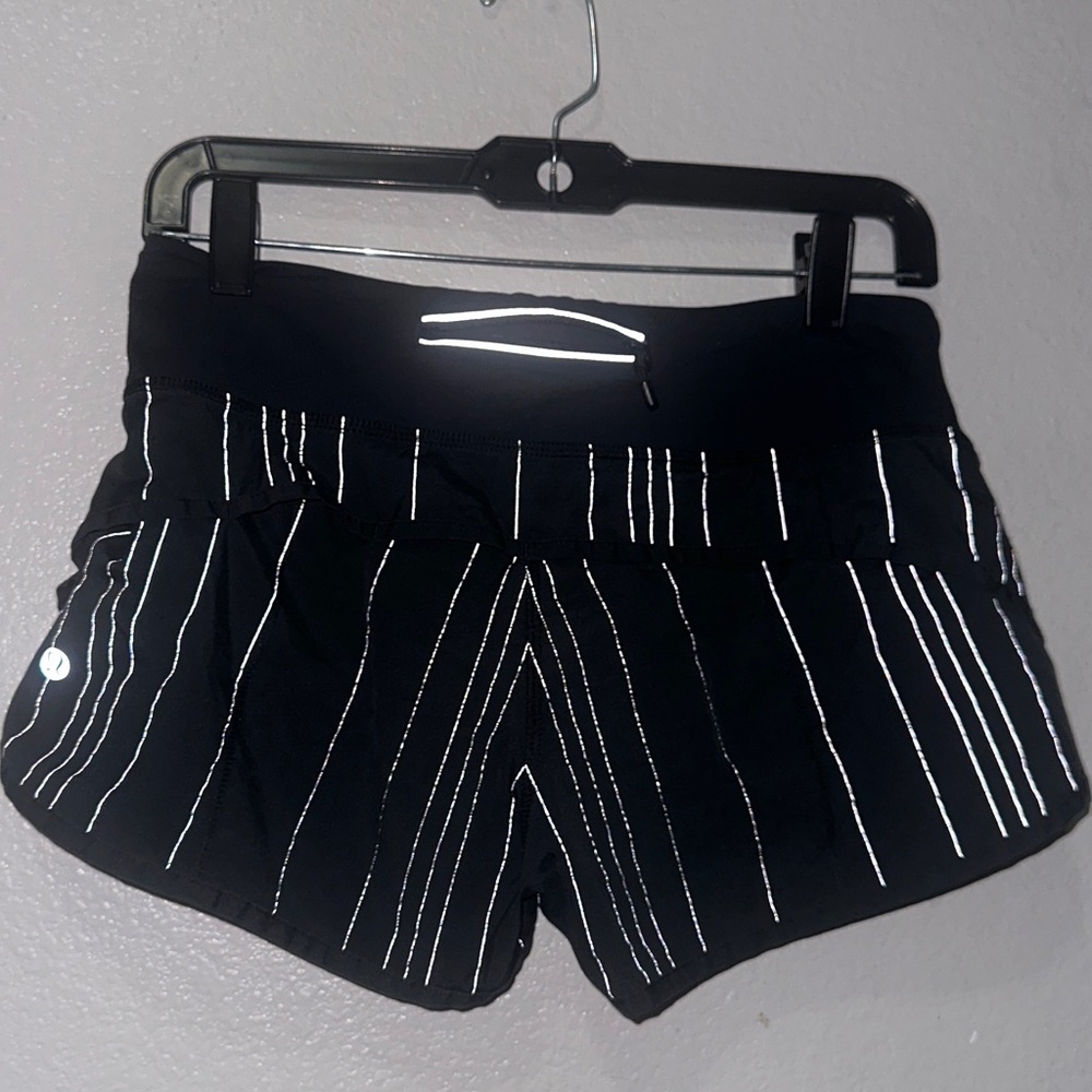 Lululemon Athletica Black Striped Athletic Shorts - Picture 2 of 5